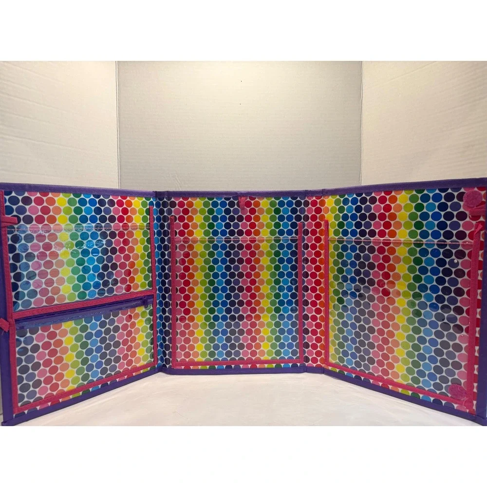 Lisa Frank Tikaani Husky Trifold Portfolio Organizer Bag Rainbow Polka Dot SK045